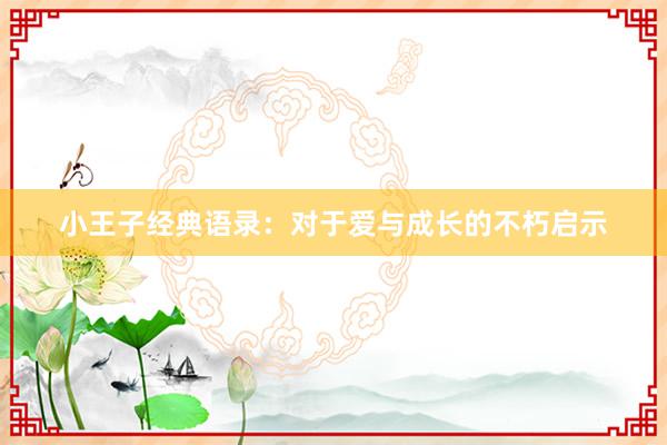 小王子经典语录：对于爱与成长的不朽启示